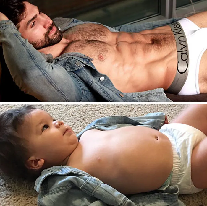 Esta madre se burla de su hermano modelo haciendo que su bebé recree sus poses, y el resultado es tan divertido como adorable