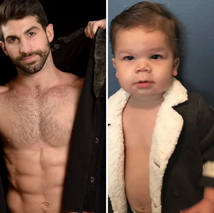Mom Makes Fun Of Her Model Brother By Having Her Toddler Recreate His Poses, And Result Is Hilariously Adorable