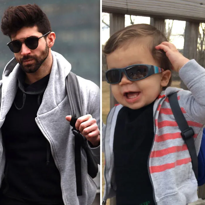 Mom Makes Fun Of Her Model Brother By Having Her Toddler Recreate His Poses, And Result Is Hilariously Adorable