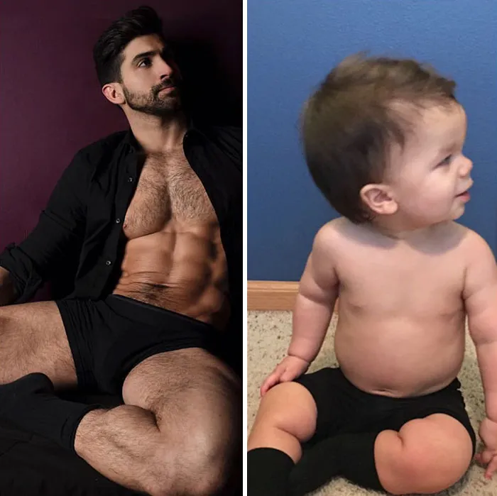Mom Makes Fun Of Her Model Brother By Having Her Toddler Recreate His Poses, And Result Is Hilariously Adorable