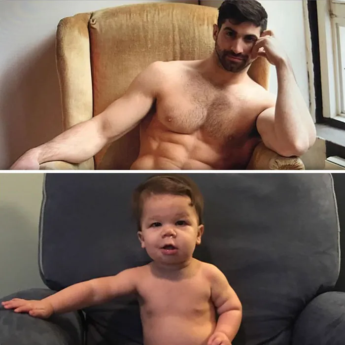 Mom Makes Fun Of Her Model Brother By Having Her Toddler Recreate His Poses, And Result Is Hilariously Adorable