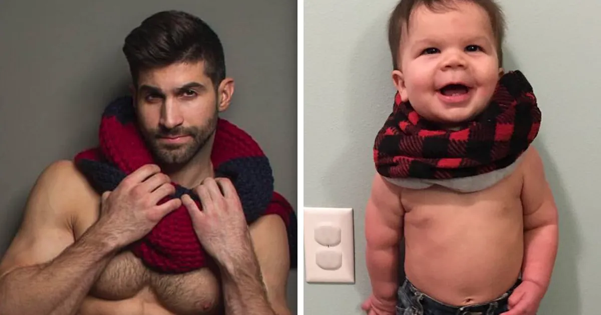 Esta madre se burla de su hermano modelo haciendo que su bebé recree sus poses, y el resultado es tan divertido como adorable