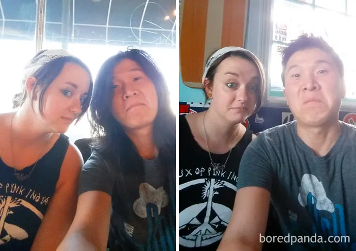 I Asked A Friend To Take A Before And After Selfie With Me. After Growing My Hair For A Year, I Donated 12" To Children With Hair Loss Today