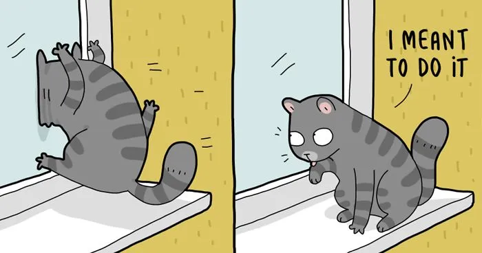 I Illustrate What It's Like To Live With A Cat In 18 Comics