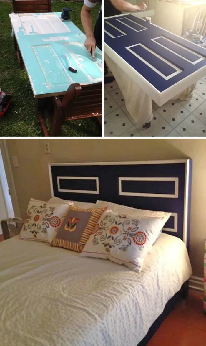 I Made A Headboard For My Girlfriend Out Of An Old Door