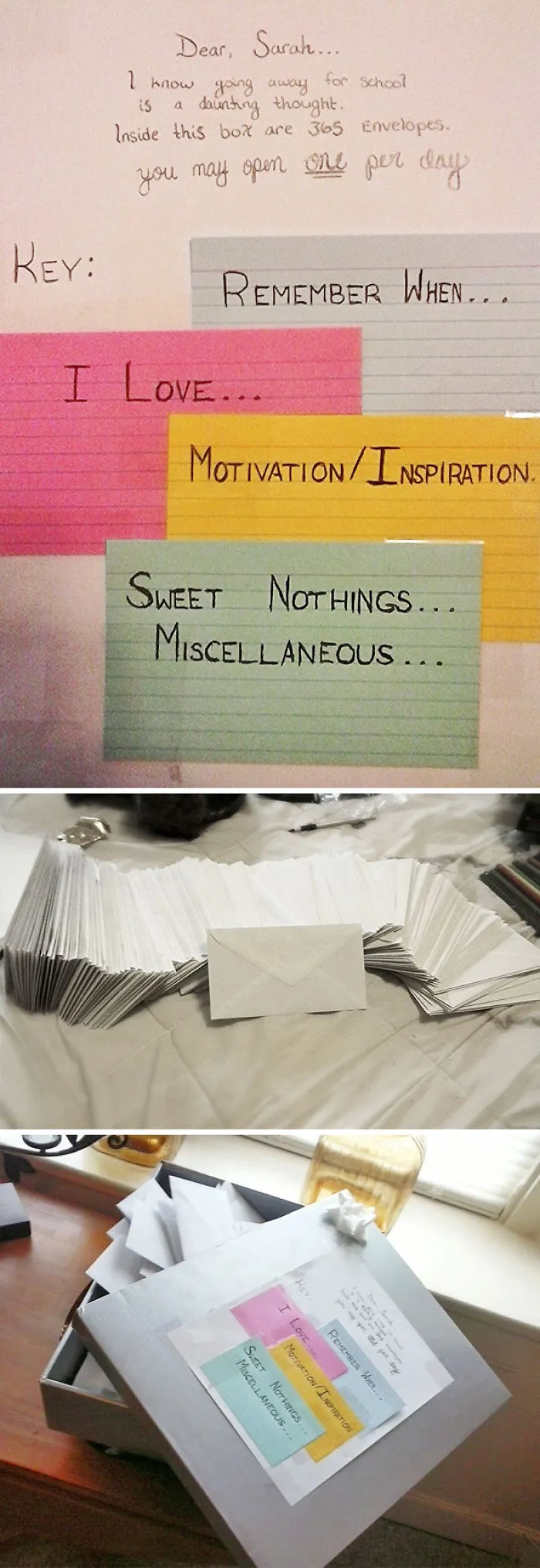 My Girlfriend Is Leaving Home For School And Is In A Bit Of Emotional Turmoil Over It. I Wrote Her 365 Personalized Love Letter Sealed In Individual Envelopes For Her To Read Each Day While She's Away