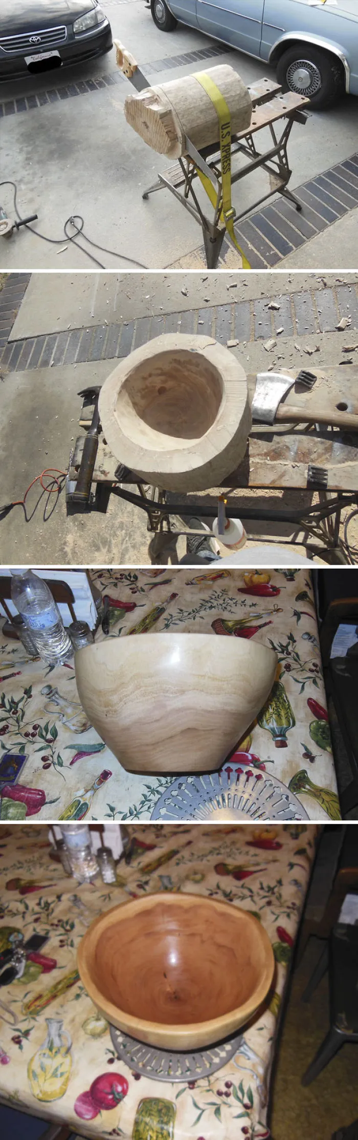 My Girlfriend Wanted A Bowl For Christmas And I Didn't Have A Lathe, So This Is What I Did