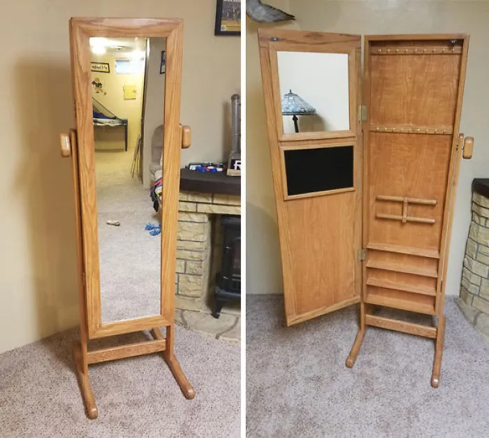 I Made A Birthday Gift For My Girlfriend - Mirror With Jewelery Cabinet