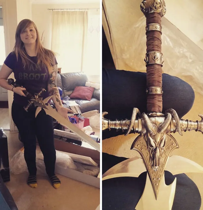 My Boyfriend Got Me A Custom Steel Frostmourne For Christmas. +480714 Boyfriend Xp Points. I've Never Been Speechless Over A Present Before