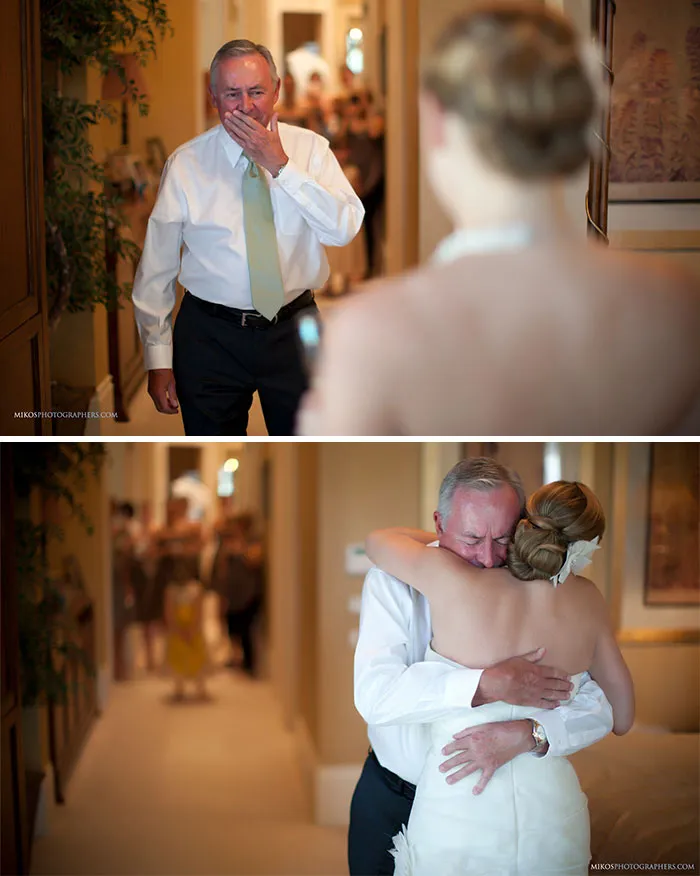 179 Times Fathers Couldn't Hold Back Their Emotions After Seeing Daughters In Wedding Dresses For The First Time