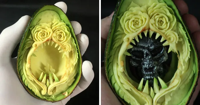 I Hand-Carved These Avocados For Halloween
