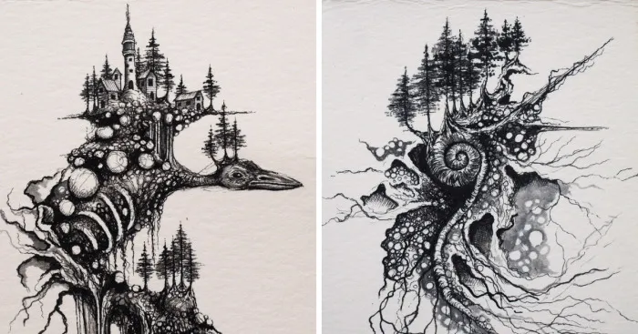 I Make Surreal Nature Inspired Ink Illustrations