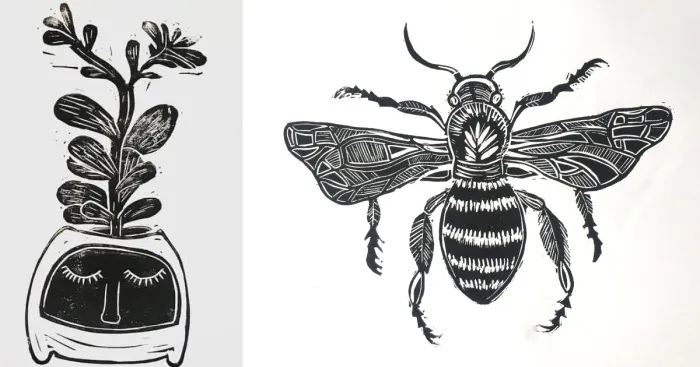 I Make Unique Botanical Inspired Linocut Prints