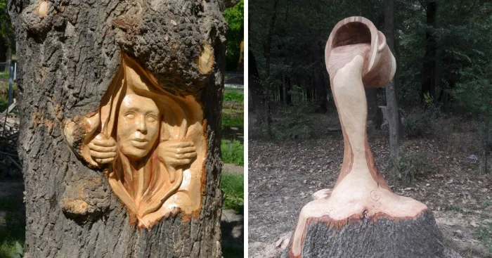 Romanian Artist Uses A Chainsaw To Turn Trees Into Sculptures, And The Result Is Impressive