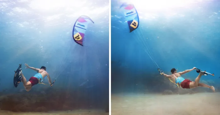Kitesurfing Deep Under The Ocean