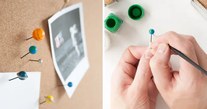 These Micro-Galaxy Push Pins Are Painted And Assembled By Hand