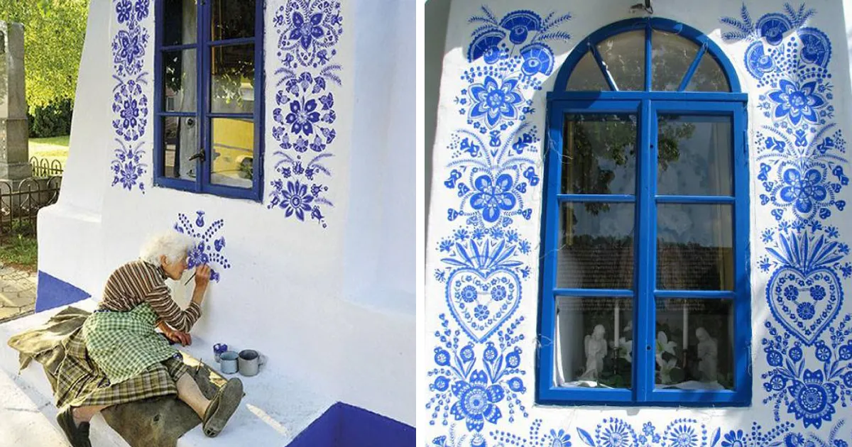 Esta abuela checa de 90 años transforma su pueblecito en su propia galería de arte pintando flores en las casas