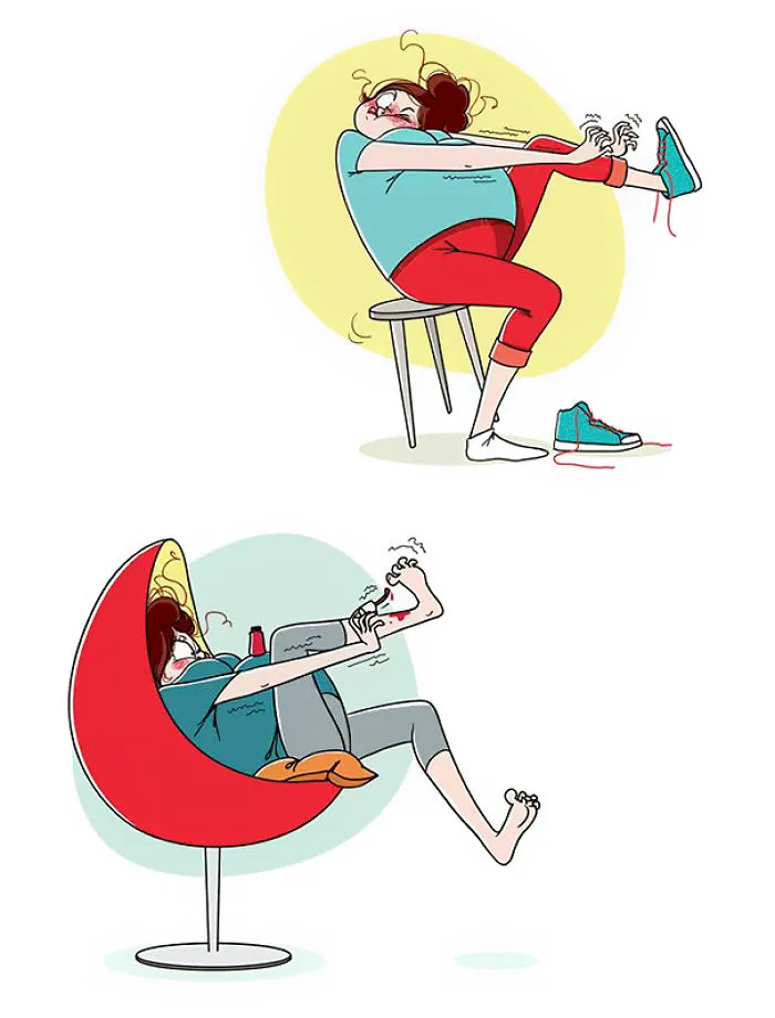 Cualquier tarea en la que tengas que llegar a tus pies es imposible