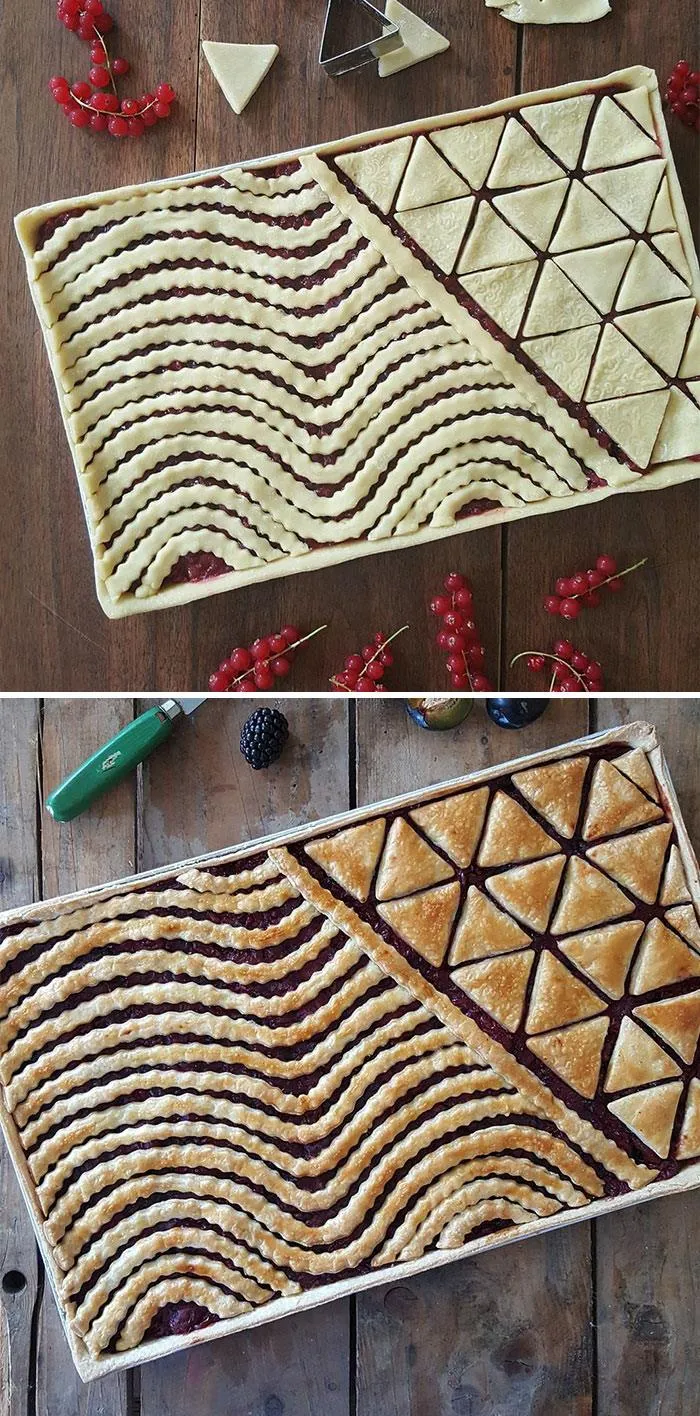 Baker Shows Before & After Pics Of Her Awesome Pie Crusts, And The Result Is Too Pretty To Eat