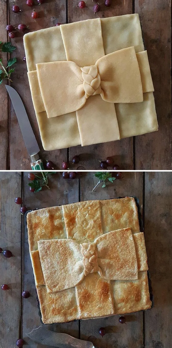 Baker Shows Before & After Pics Of Her Awesome Pie Crusts, And The Result Is Too Pretty To Eat