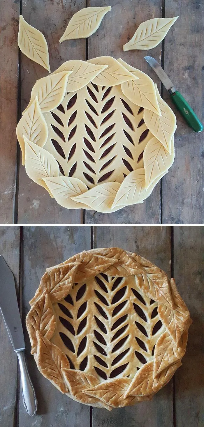 Baker Shows Before & After Pics Of Her Awesome Pie Crusts, And The Result Is Too Pretty To Eat