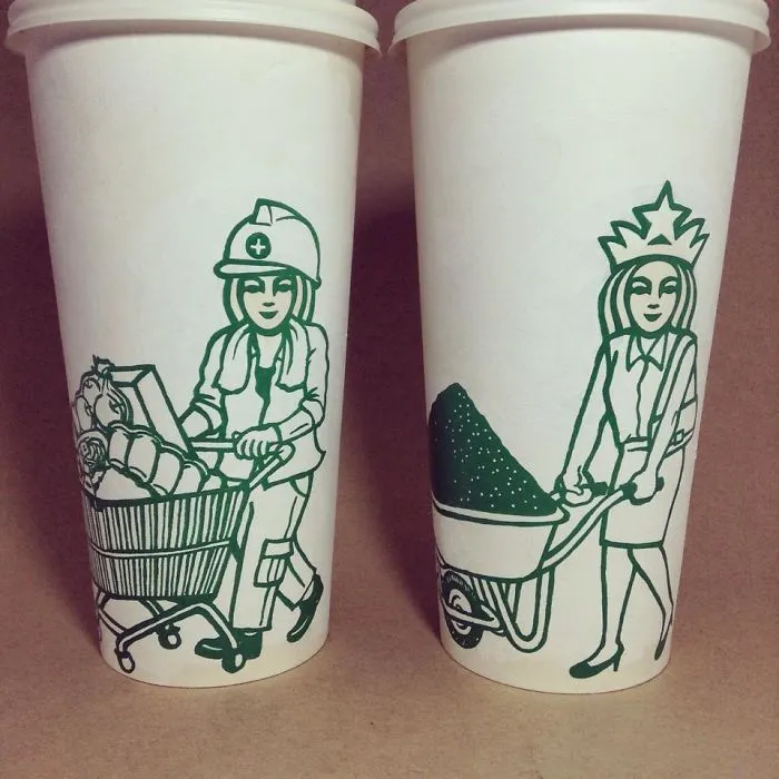 Artist Reveals The Hidden Life Of Starbucks' Mermaid By Transforming Their Cups