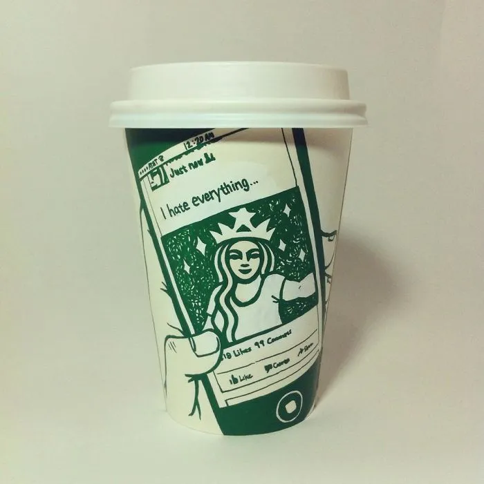 Artist Reveals The Hidden Life Of Starbucks' Mermaid By Transforming Their Cups