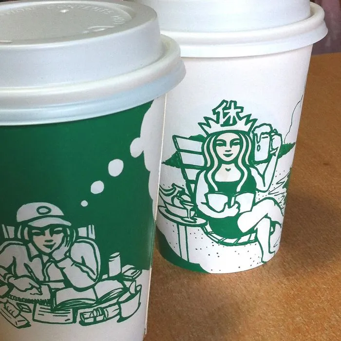 Artist Reveals The Hidden Life Of Starbucks' Mermaid By Transforming Their Cups