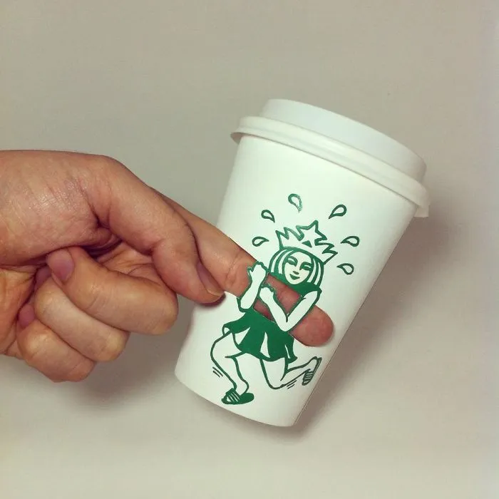 Artist Reveals The Hidden Life Of Starbucks' Mermaid By Transforming Their Cups