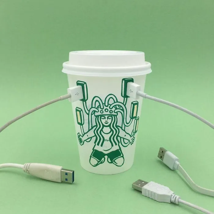 Artist Reveals The Hidden Life Of Starbucks' Mermaid By Transforming Their Cups