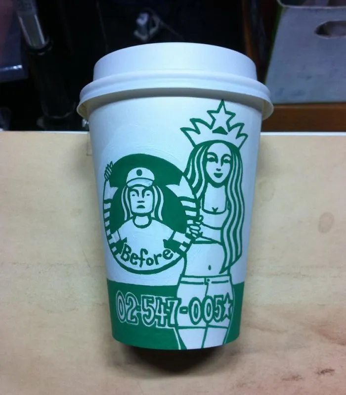 Artist Reveals The Hidden Life Of Starbucks' Mermaid By Transforming Their Cups