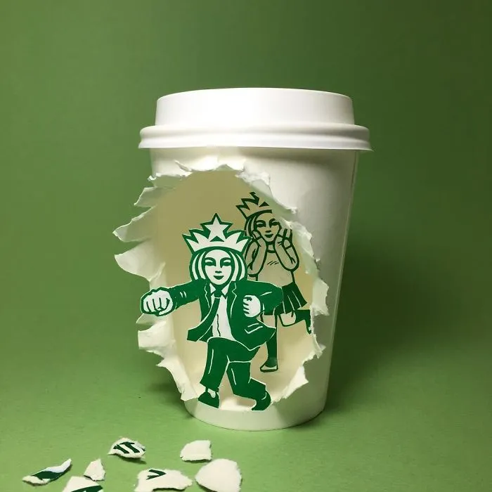 Artist Reveals The Hidden Life Of Starbucks' Mermaid By Transforming Their Cups