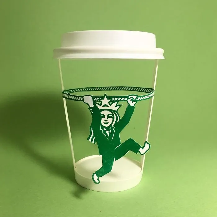 Artist Reveals The Hidden Life Of Starbucks' Mermaid By Transforming Their Cups