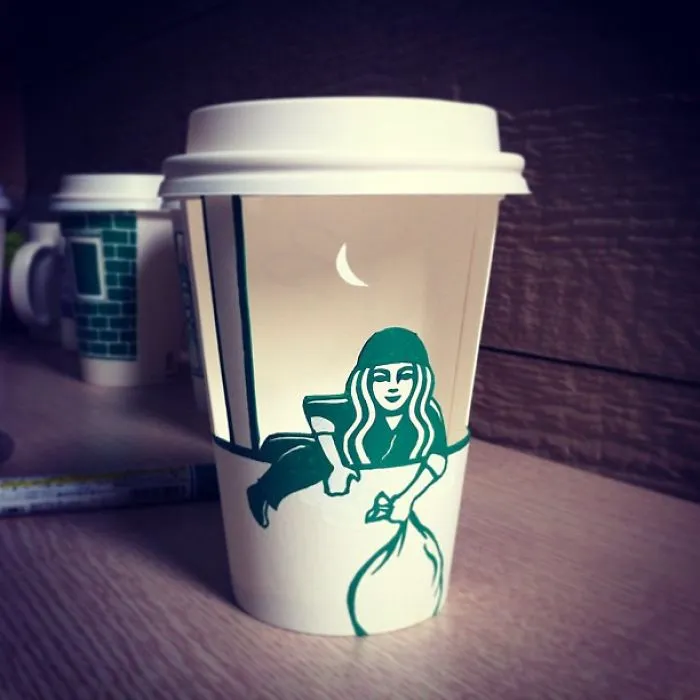 Artist Reveals The Hidden Life Of Starbucks' Mermaid By Transforming Their Cups