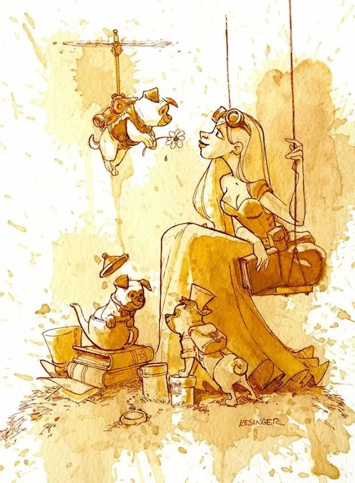 I Paint With Tea To Create Steampunk Art