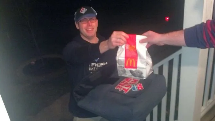 Drunk. Got The Dominos Guy To Buy Me Mcdonalds In The Special Instructions Section