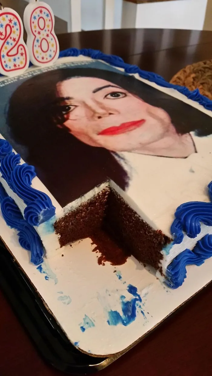My Wife And I Have A Competition In Who Can Get The Other Person The Most Upsetting Cake. Today Is Her Birthday. Yes, It's Chocolate With White Frosting. I Think I Won