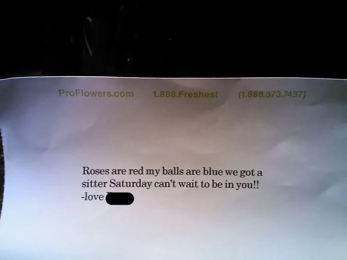 My Buddy Sent This Card Along With Flowers To His Wife Yesterday