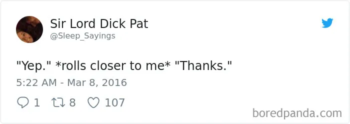 Girlfriend Tweets Weird Things Her Boyfriend Says During His Sleep, And It Will Make You Die From Laughter