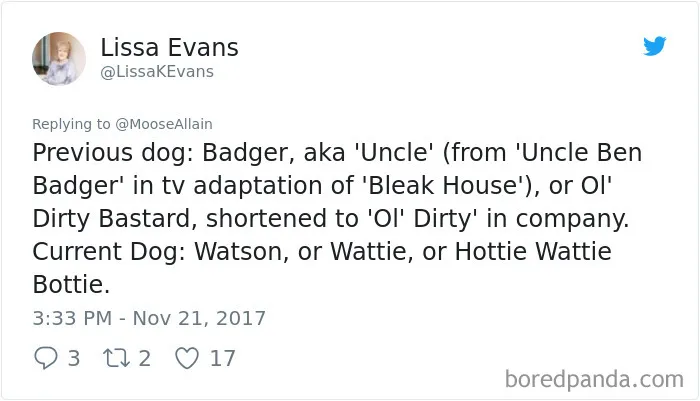 Tweet showing a humorous example of people sharing new pet names instead of their original ones.