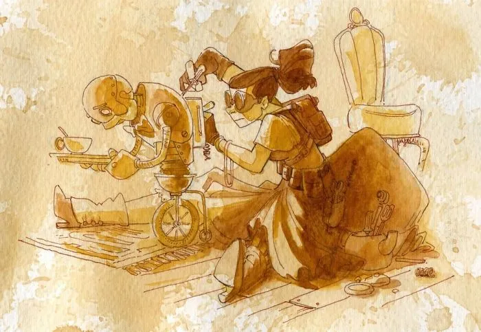 I Paint With Tea To Create Steampunk Art