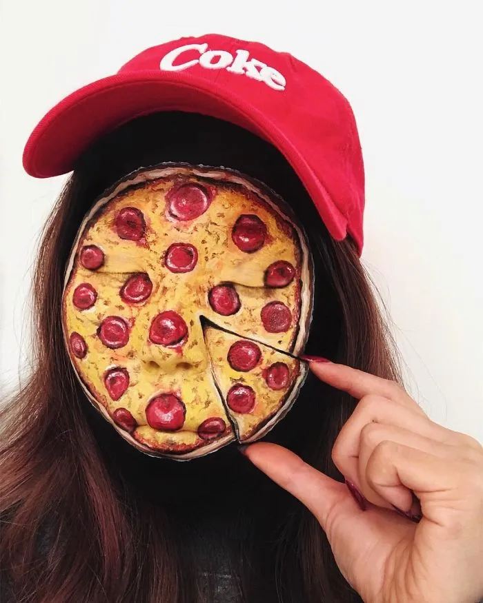 Woman Gives Up Teaching To Create Optical Illusions With Makeup And Her Food Series Is Making Us Hungry
