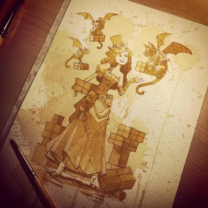 I Paint With Tea To Create Steampunk Art