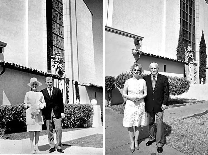 Then And Now In Front Of The Same Church They Got Married