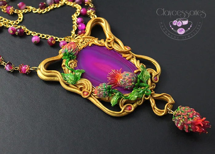 I Use Polymer Clay And Natural Stones To Create Art Nouveau Vintage Jewellery!