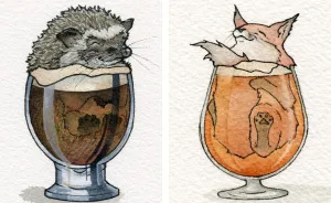 Watercolor Artist And Home Brewer Creates Cute Drawings Of Animals Chilling Out In Booze