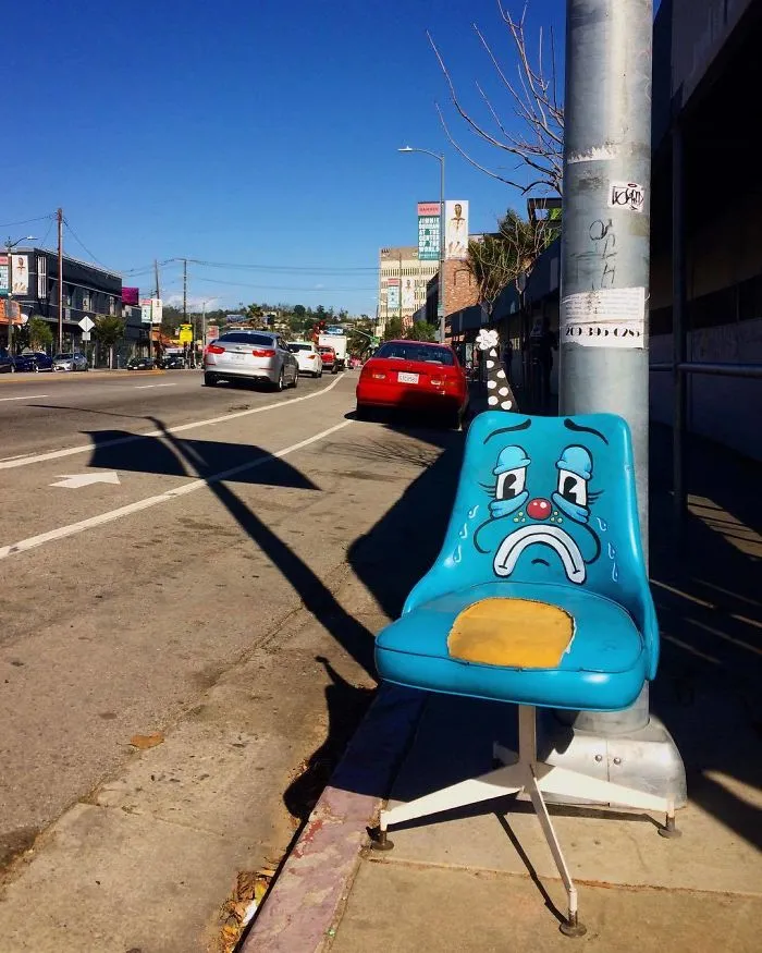 Artist Shows The Sorrow Of Thrown Away Objects He Finds In The Streets By Drawing Sad Clown Faces On Them