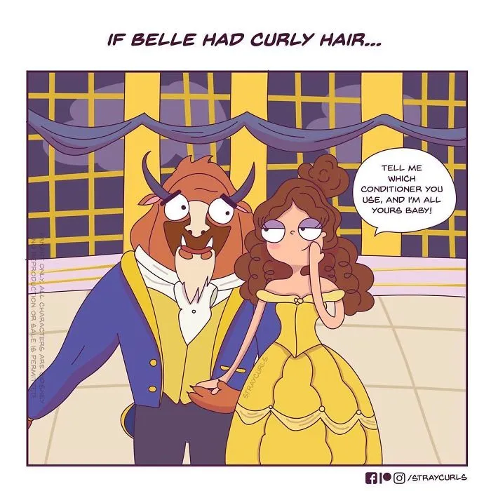 Illustrator Shows What Would Happen If Disney Princesses Had Curly Hair, And The Consequences Are Hilarious