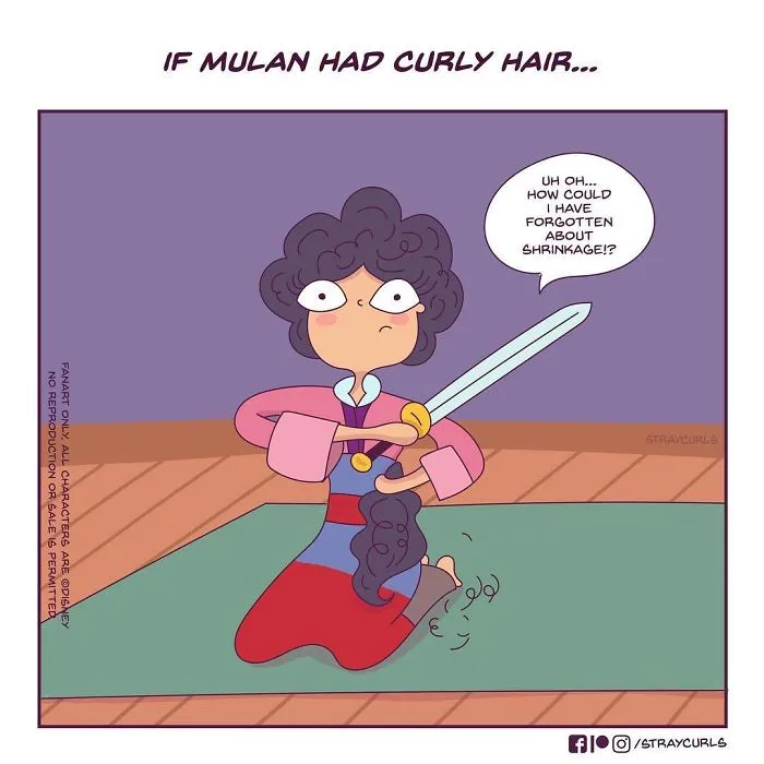 Illustrator Shows What Would Happen If Disney Princesses Had Curly Hair, And The Consequences Are Hilarious