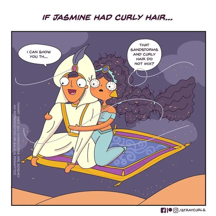 Illustrator Shows What Would Happen If Disney Princesses Had Curly Hair, And The Consequences Are Hilarious